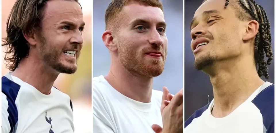 Three Tottenham players in training jerseys