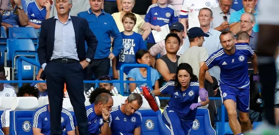 Jose Mourinho directing players during Chelsea match