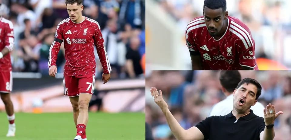 Liverpool players and coach during match reactions