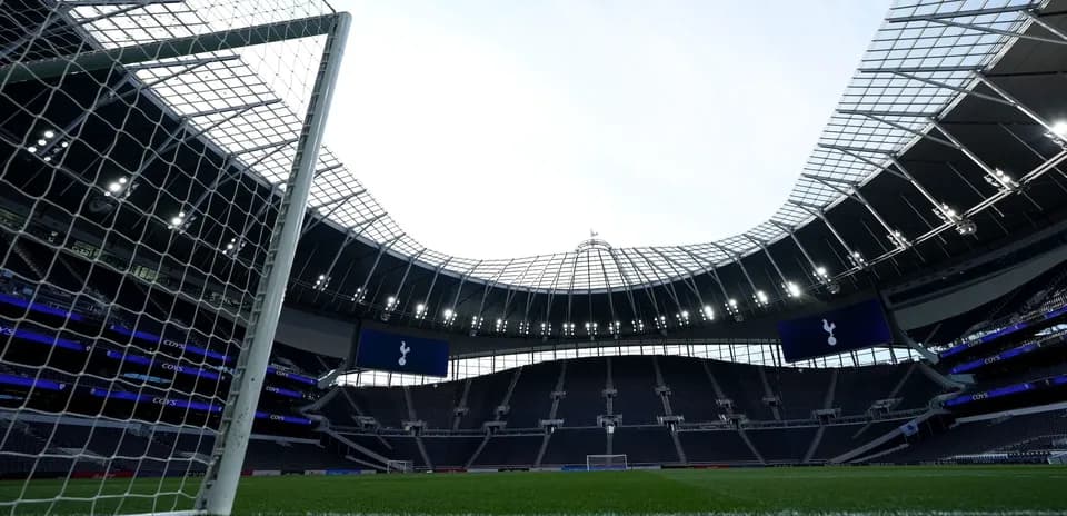 View of Tottenham Hotspur Stadium from goal line