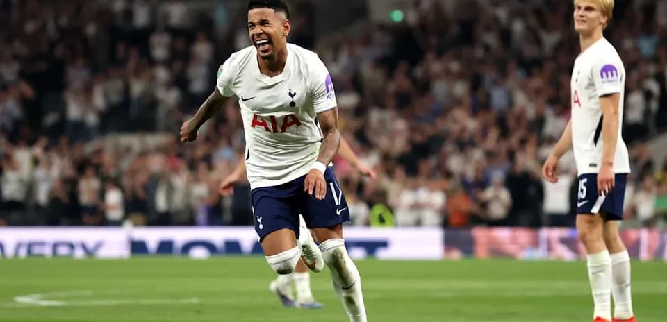 Player celebrating after scoring for Tottenham Hotspur