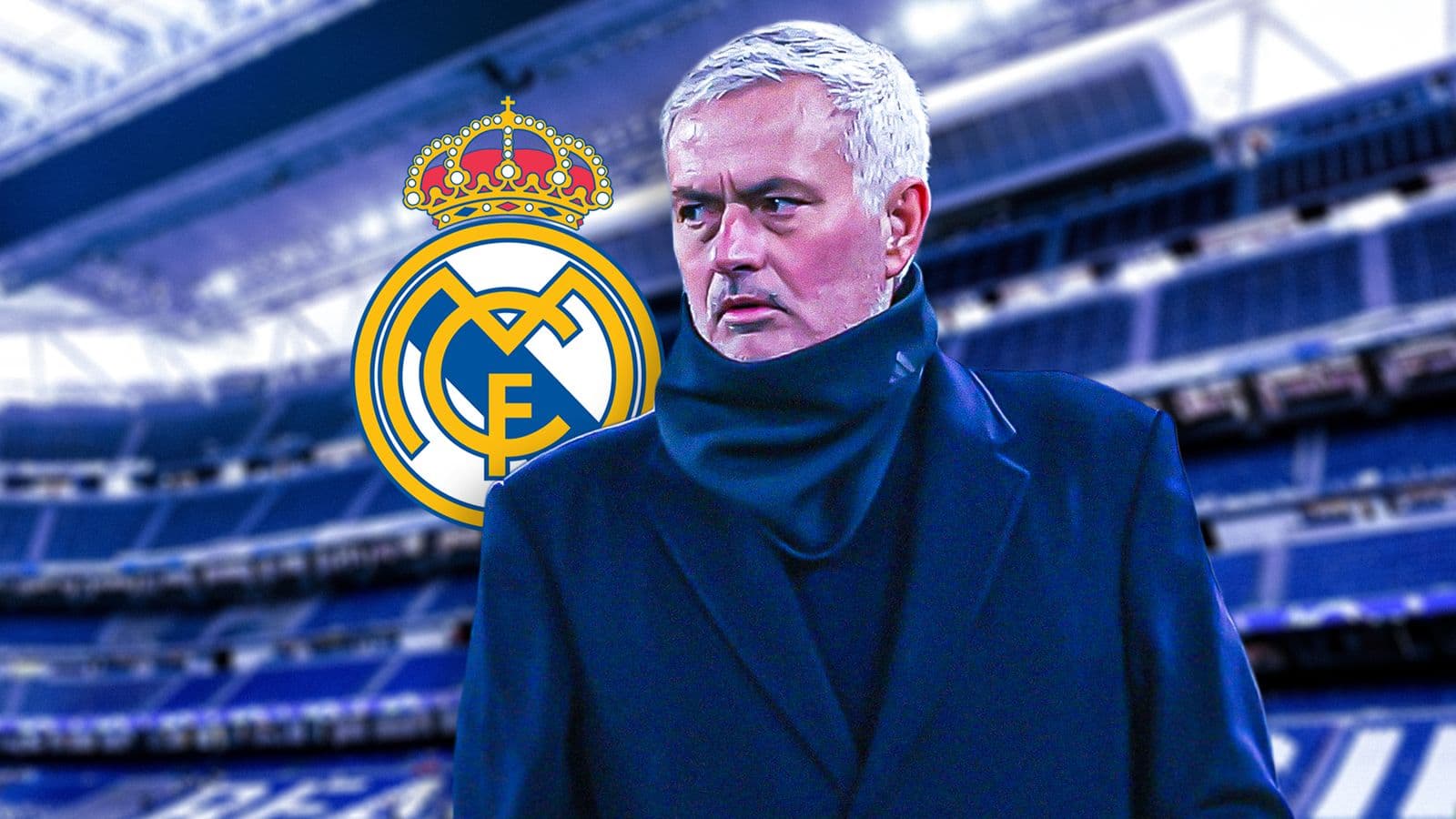 Manager in front of Real Madrid stadium background