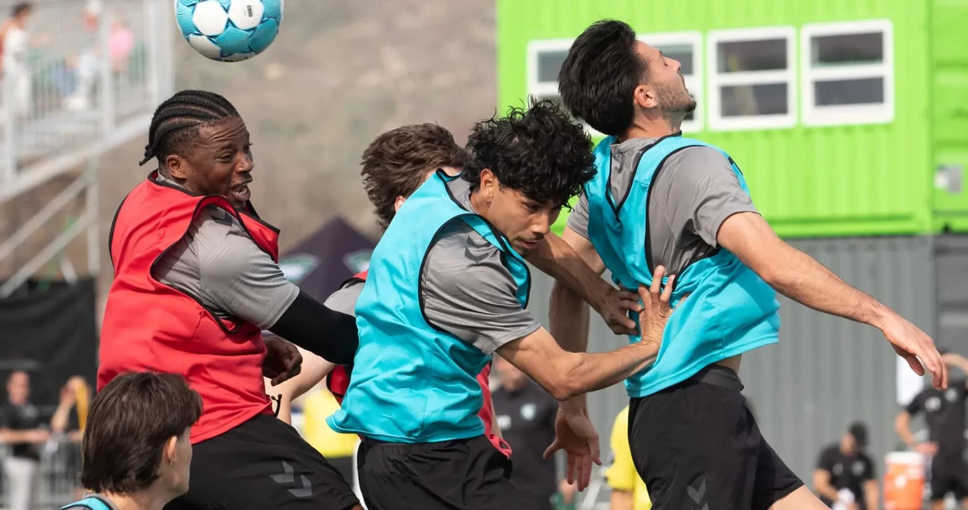 Players training with a ball during practice session
