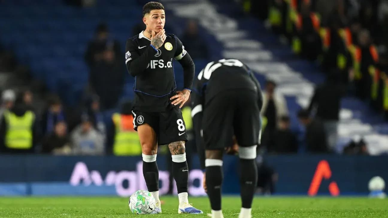 Chelsea player contemplating during match against Brighton