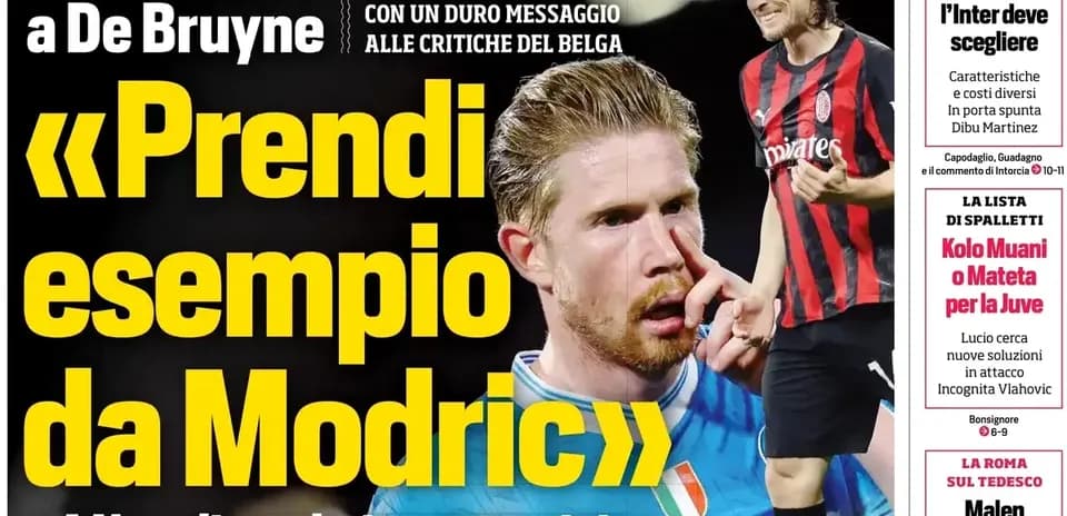 Headline discussing De Bruyne and Modric comparisons