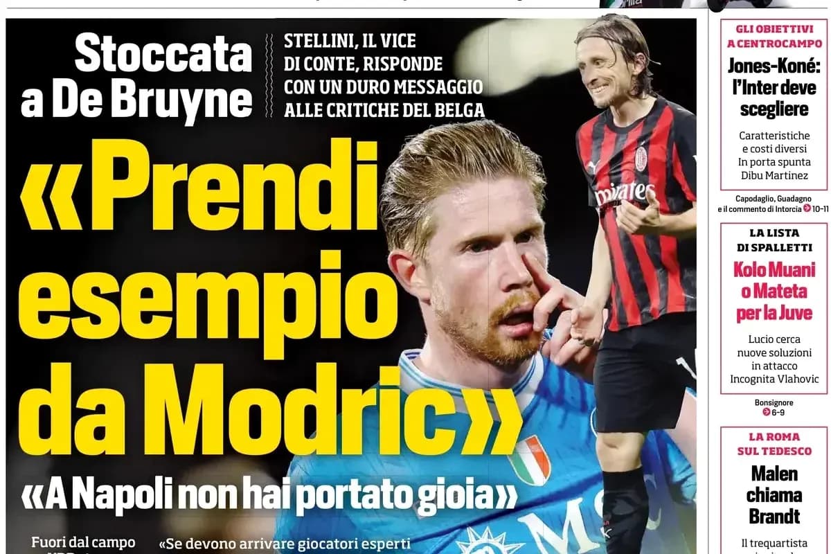 Headline discussing De Bruyne and Modric comparisons