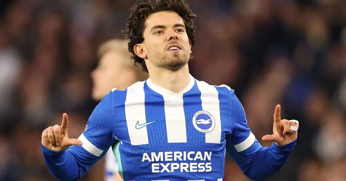 Brighton player celebrating after scoring a goal