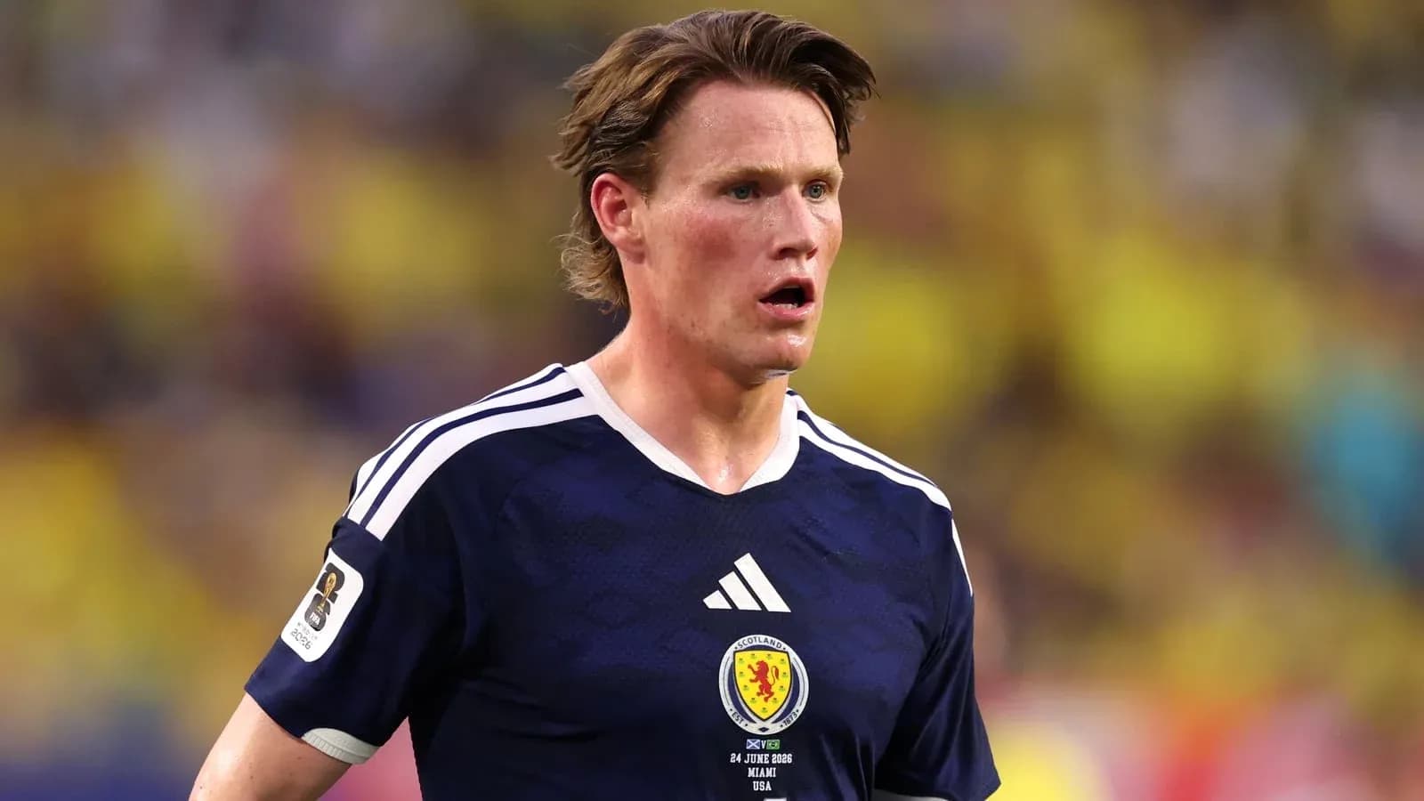 Player wearing Scotland jersey during match action