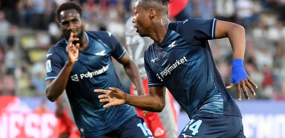 Lazio players celebrating during Serie A match