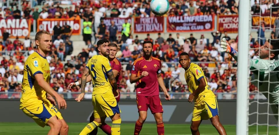 Players reacting to a corner kick in match