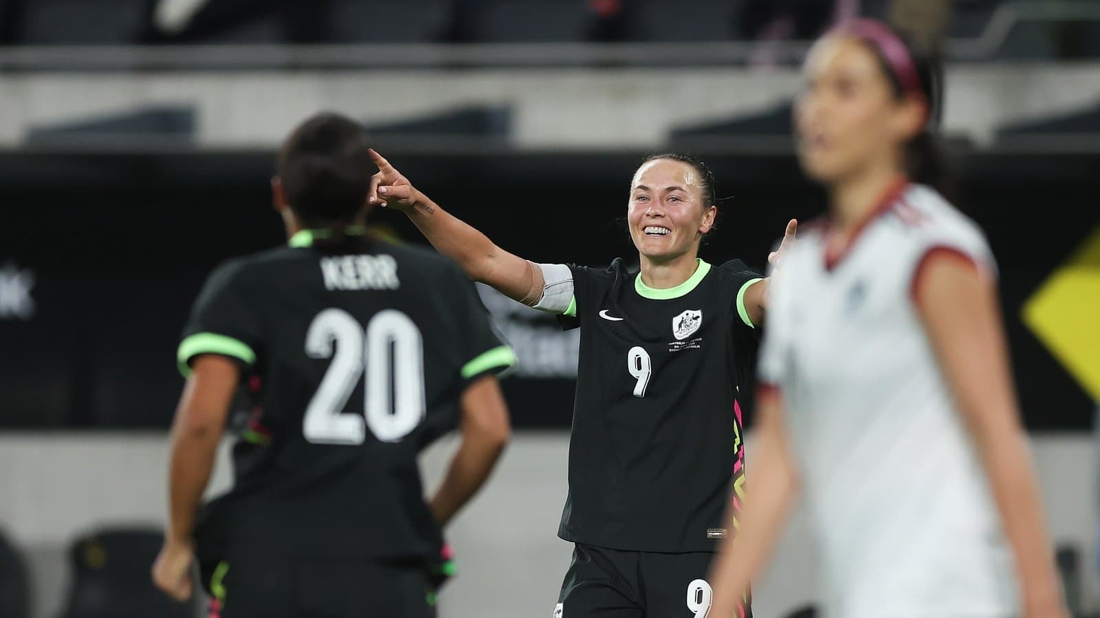 Player celebrating after scoring a goal in match