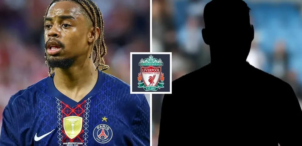 Player from Paris Saint-Germain alongside Liverpool logo