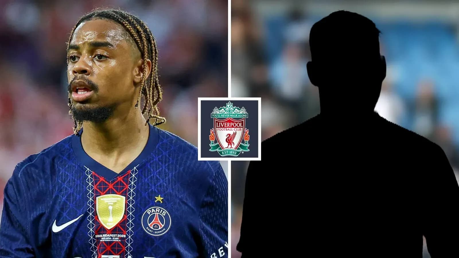 Player from Paris Saint-Germain alongside Liverpool logo
