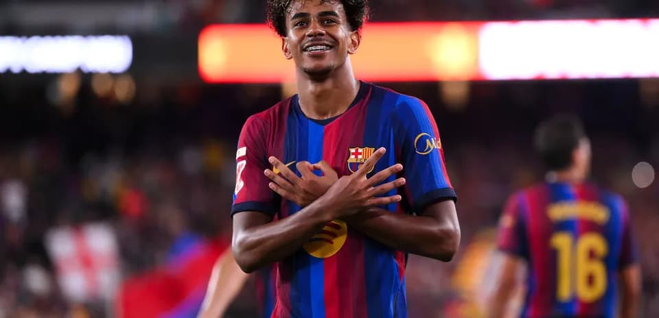 Barcelona player celebrating a goal on the pitch