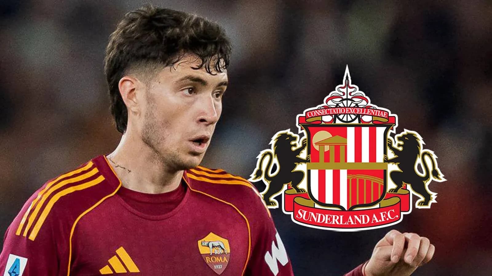 Player in AS Roma jersey with Sunderland logo