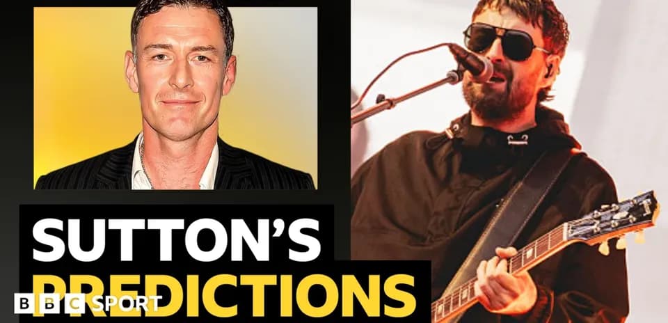 Collage featuring Sutton and a musician performing