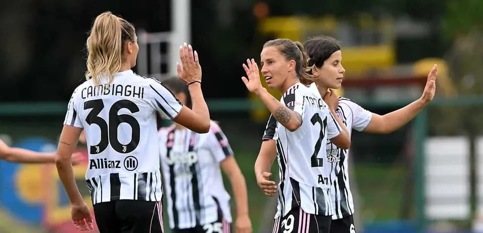 Juventus players celebrating during a match