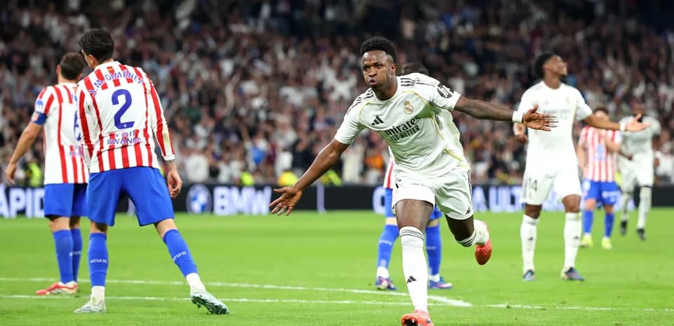 Vinicius Junior celebrating a goal against Atletico Madrid