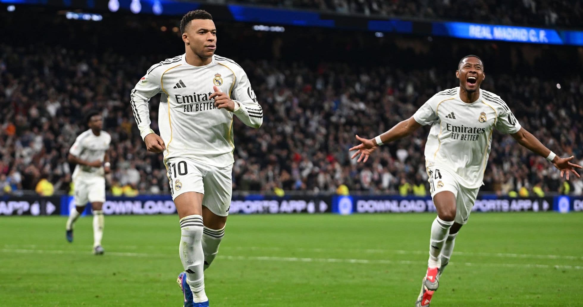 Kylian Mbappé celebrating goal for Real Madrid