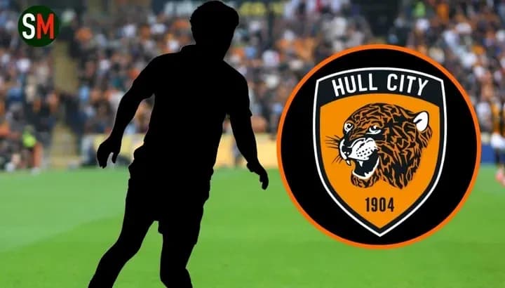 Silhouette of player with Hull City logo in background