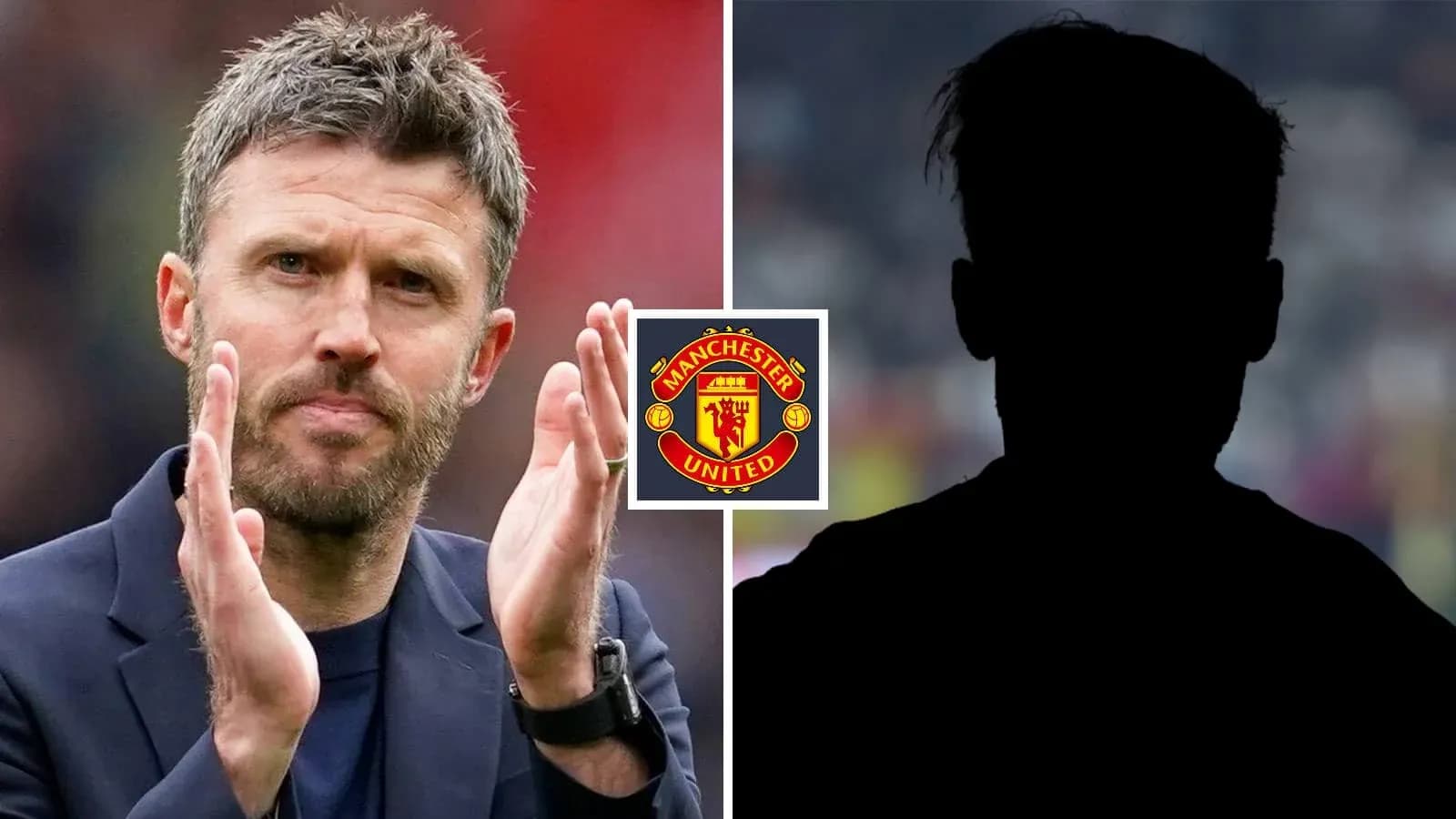 Coach applauding with Manchester United logo background