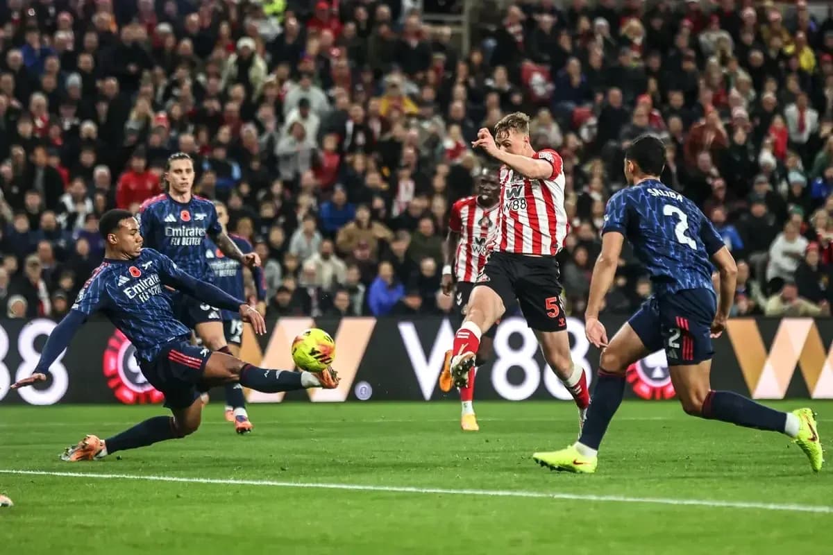 Sunderland player striking ball during match