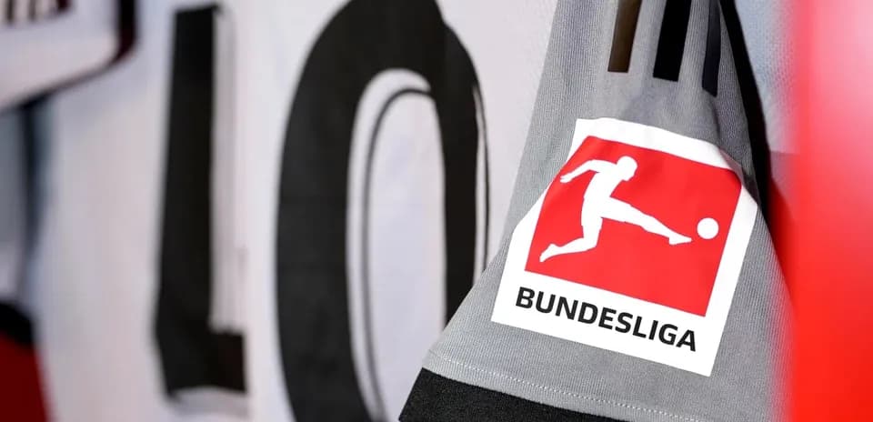 Close-up of Bundesliga logo on jersey sleeve