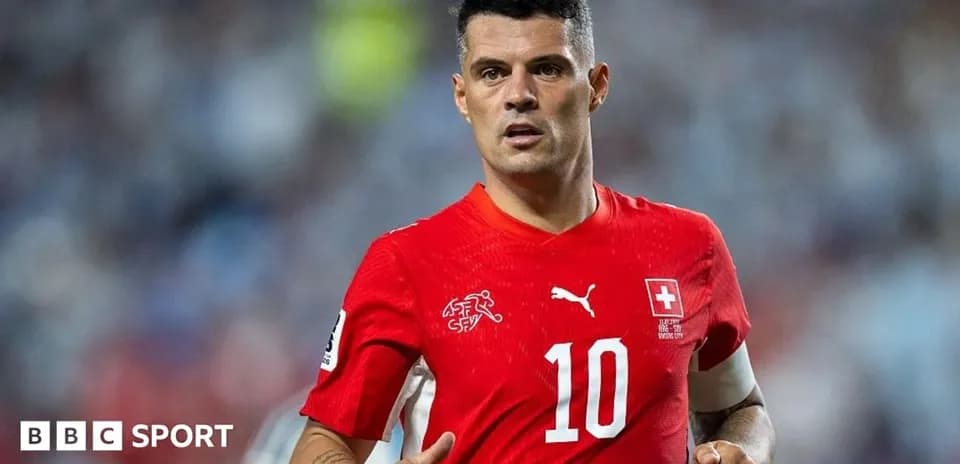 Granit Xhaka wearing Switzerland jersey during match