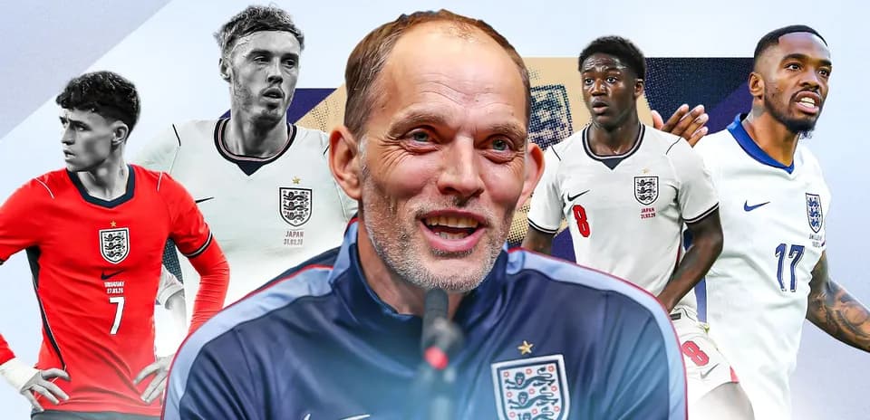 England national team players and coach in graphic