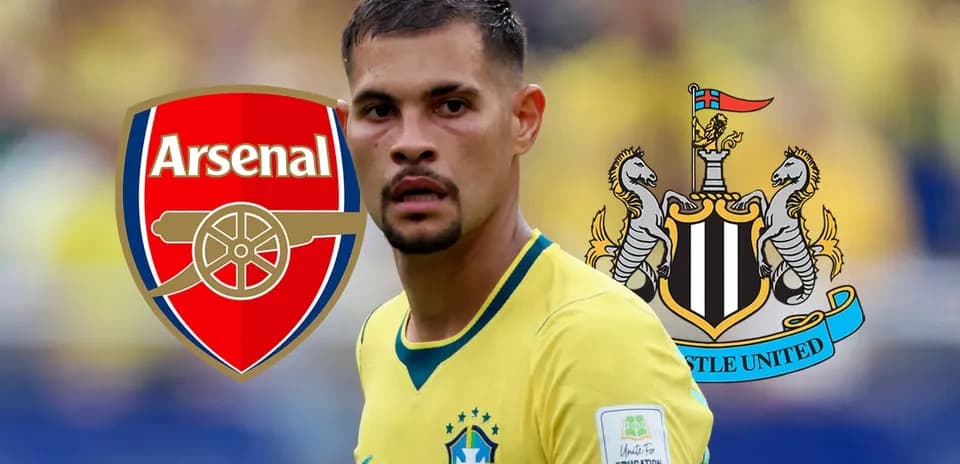 Player wearing Brazil jersey with Arsenal and Newcastle logos
