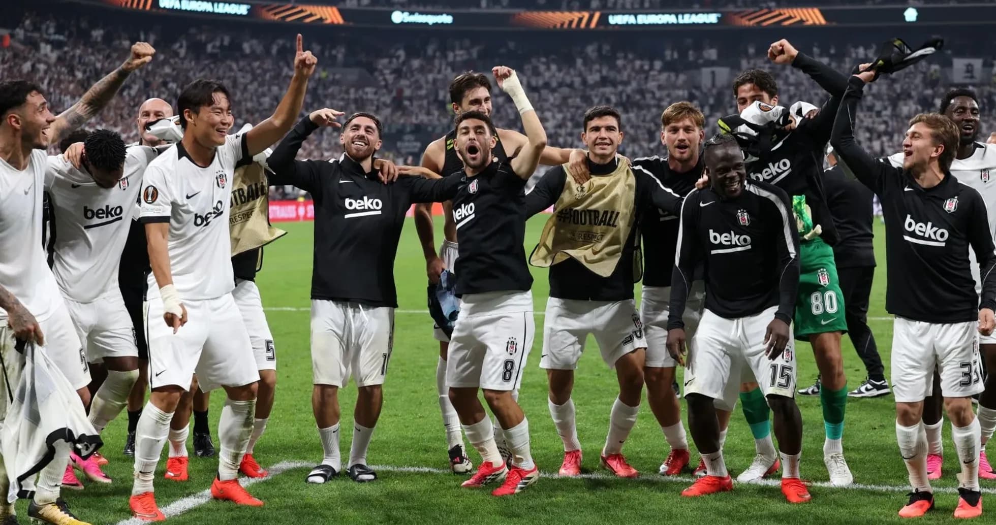 Beşiktaş players celebrating after UEFA match