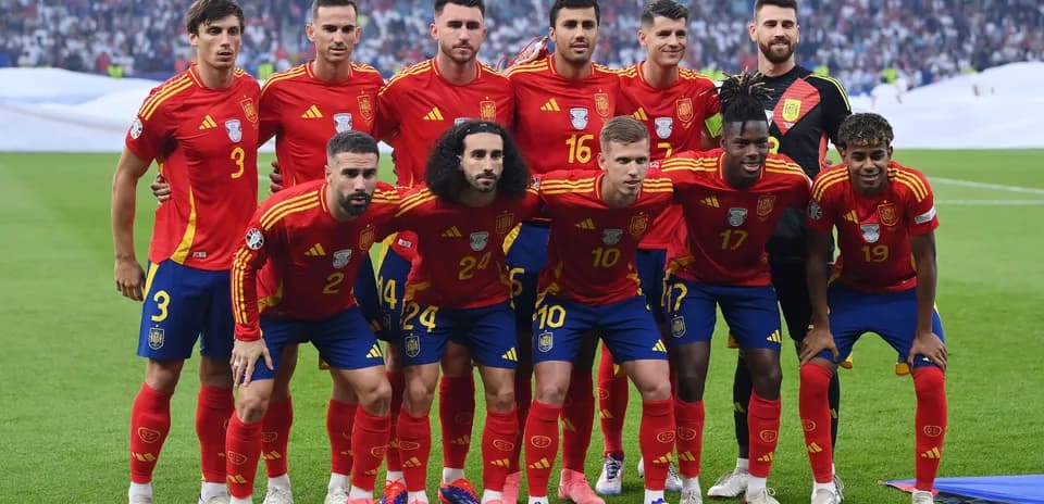 Spain national football team posing for a group photo