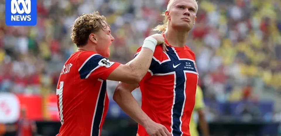 Norway players celebrating during a football match