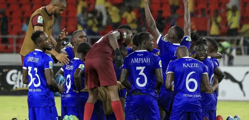 Rivers United players celebrating victory