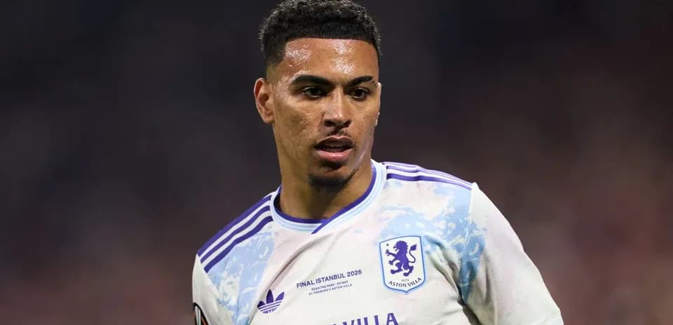 Aston Villa player during a match on the field