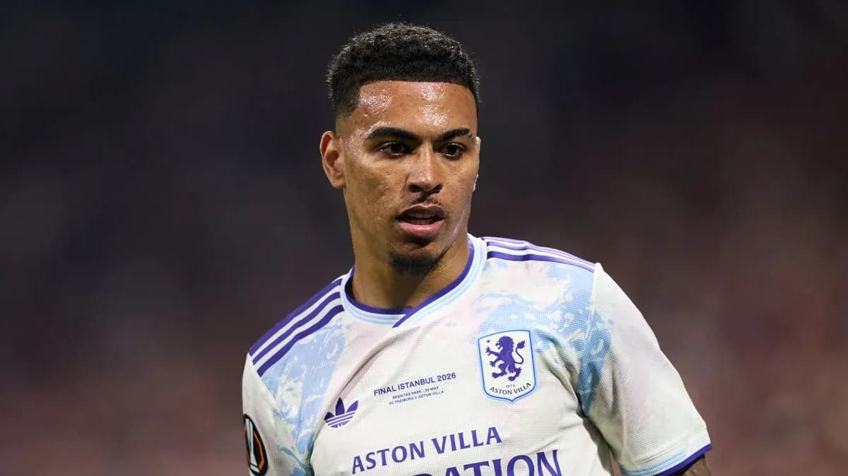 Aston Villa player during a match on the field