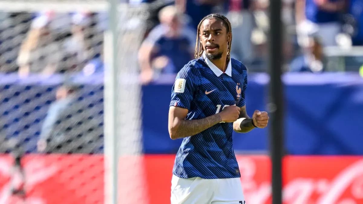 Player in France kit during match action