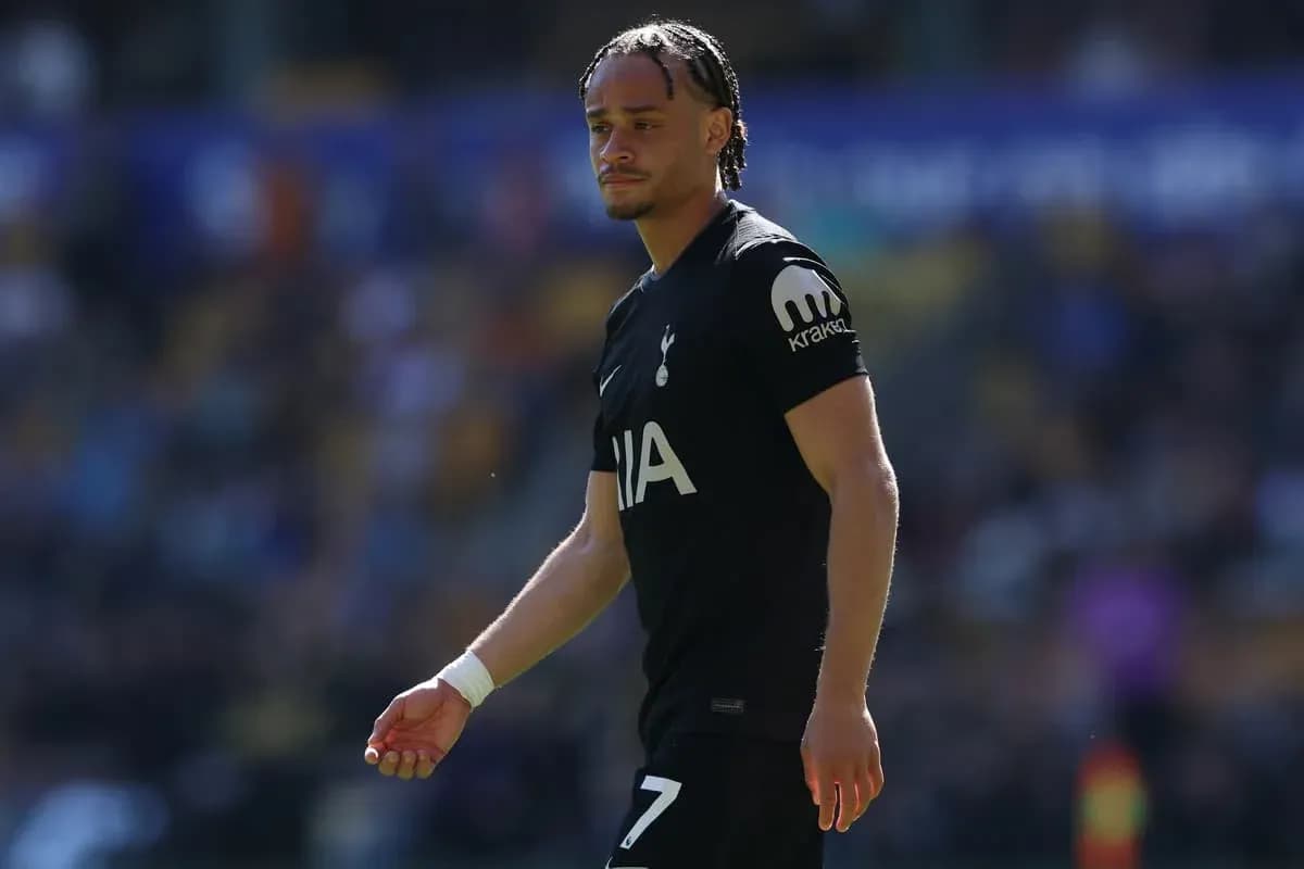 Player in Tottenham kit walking on the pitch