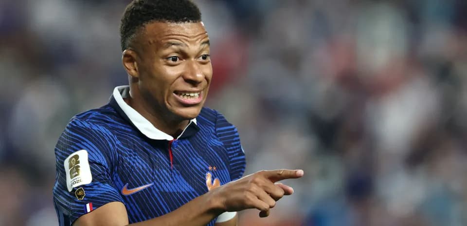 Player in France kit gesturing during match