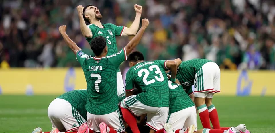 Mexican players celebrating a goal during match