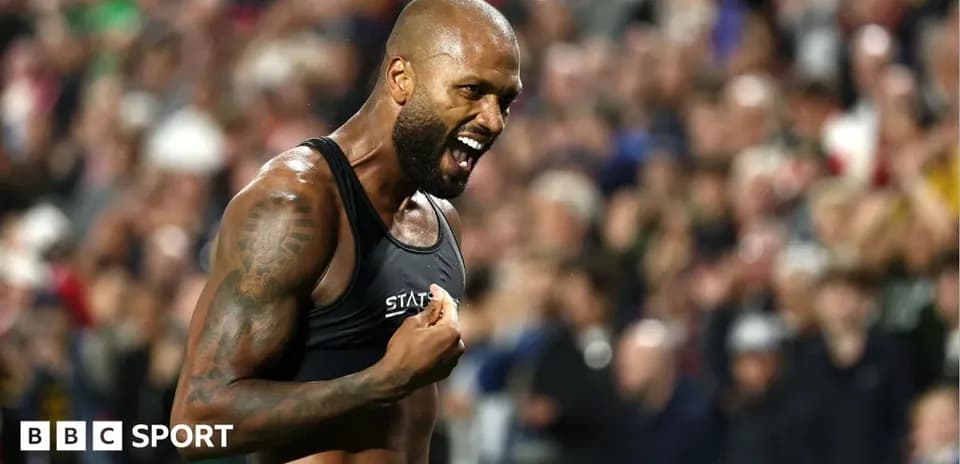 Athlete celebrating passionately during a sporting event