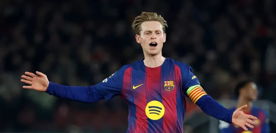 Player gesturing during match in Barcelona jersey