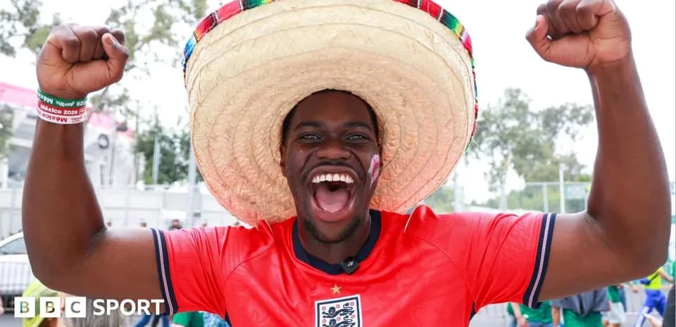 Fan wearing sombrero celebrating before the match