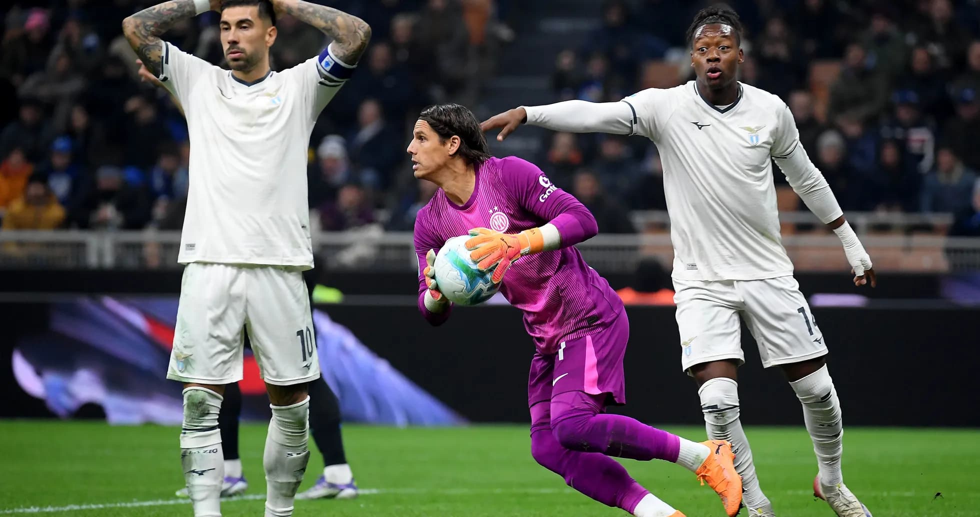 Lazio players reacting during Serie A match