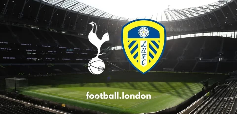 Tottenham Hotspur and Leeds United club logos in stadium