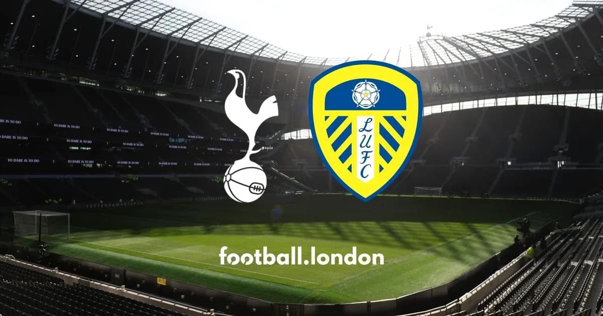 Tottenham Hotspur and Leeds United club logos in stadium