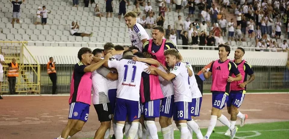 Players celebrating a goal during UEFA Europa League