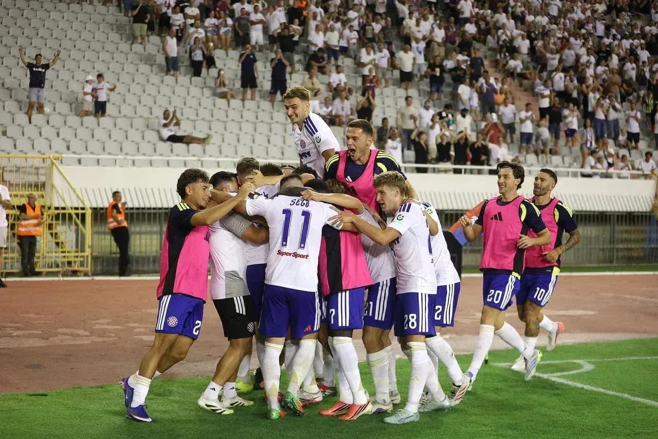 Players celebrating a goal during UEFA Europa League