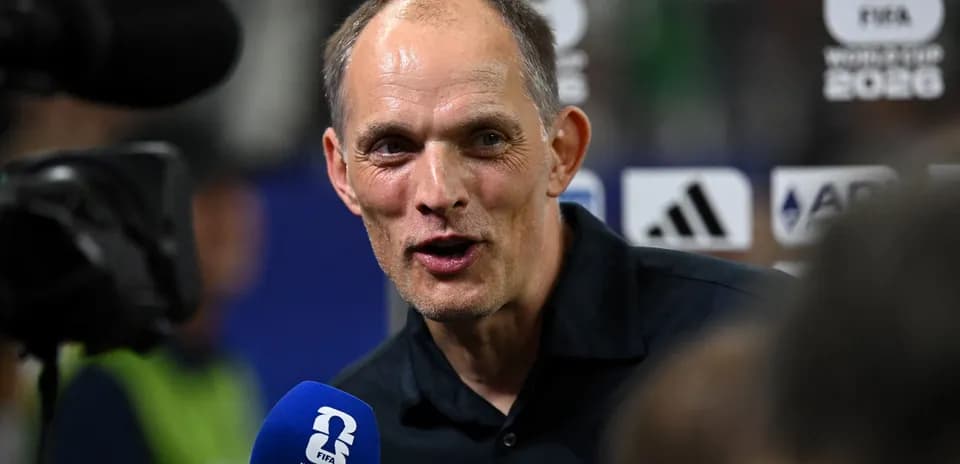 Coach speaking during press conference at FIFA World Cup