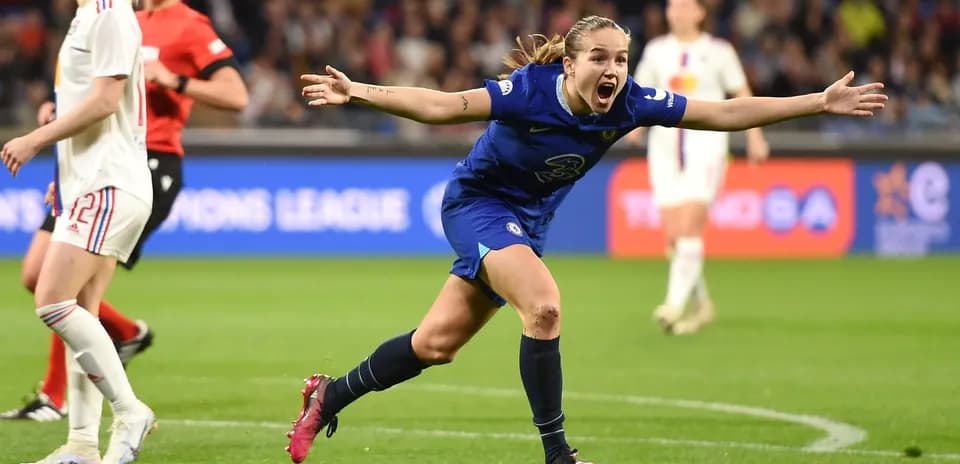Chelsea W player celebrating a goal during match